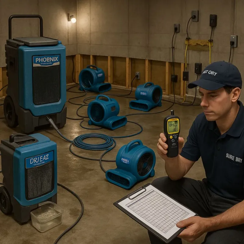 Structural Drying and Dehumidification process in Falmouth, ME